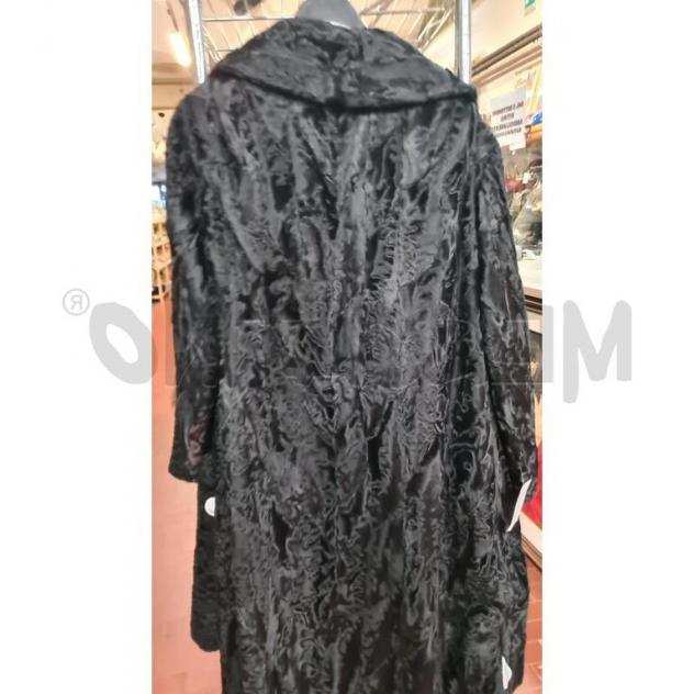 Pelliccia cappotto persiano nero doppio petto