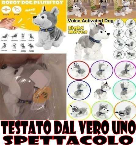 Peluche Cane Husky interattivo Nuovo batterie Richiesta consegna alla mano