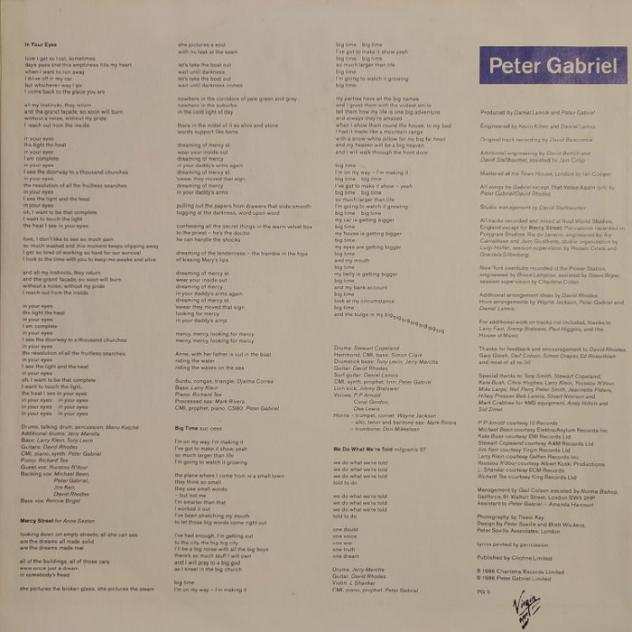 Peter Gabriel - 2 Lp Album So - 1st Italian Pressing - SEMISEALED MINT  IV - 1St Italian Pressing - NEAR MINT - Album LP (piugrave oggetti) - Prima stamp