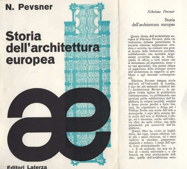 Pevsner STORIA DELLARCHITETTURA EUROPEA 1963, come nuovo
