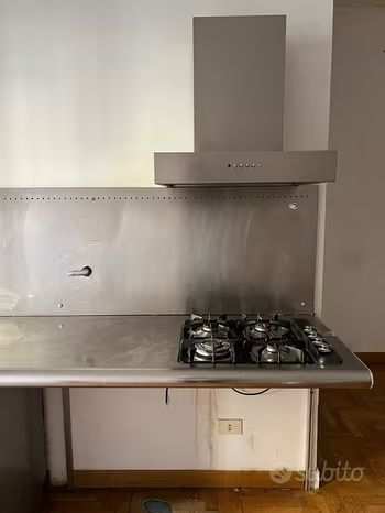 Piano cucina con dorso 240cm acciaio