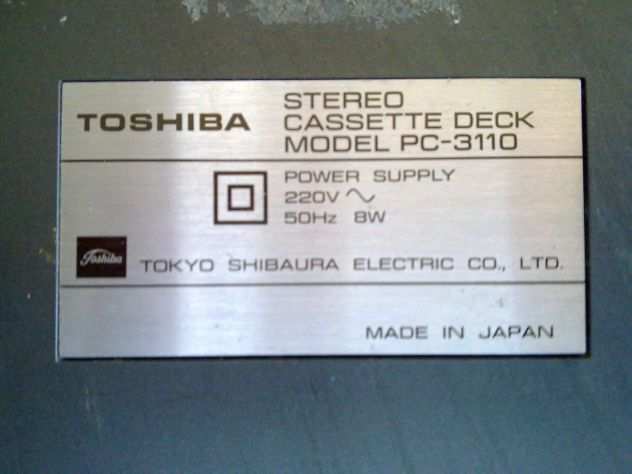 Piastra Toshiba modello PC-3110 lettoreregistratore cassette