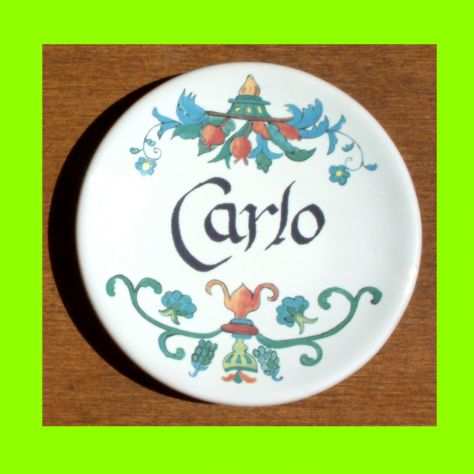 Piattino in ceramica personalizzato con nome Carlo
