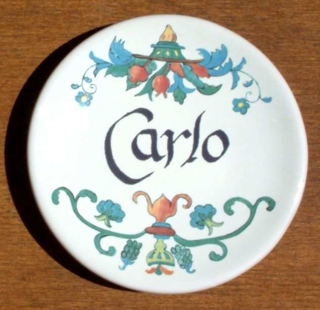 Piattino in ceramica personalizzato con nome Carlo
