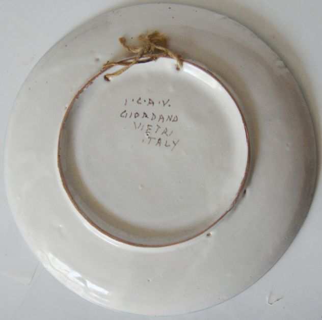 Piatto-ceramica smaltata dipinto a mano-Vietri-Lab. Ceramica ICAV Giorda