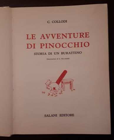 PINOCCHIO, COLLODI, I PRIMI GRANDI LIBRI SALANI EDITORE 1971.