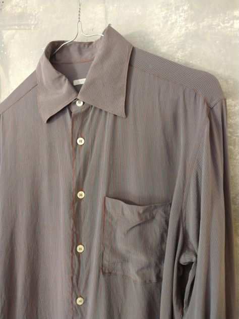 Piombo Camicia uomo in seta, vintage, a righe M