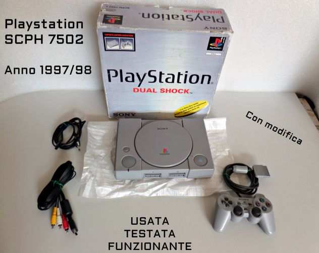 Playstation (PSX) vintage,SCPH 7502 con MOD. funzionante, Boxata