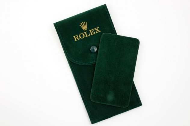 Pochette Floccate Marchio Rolex Verde Porta Orologi Elegante Made Italy