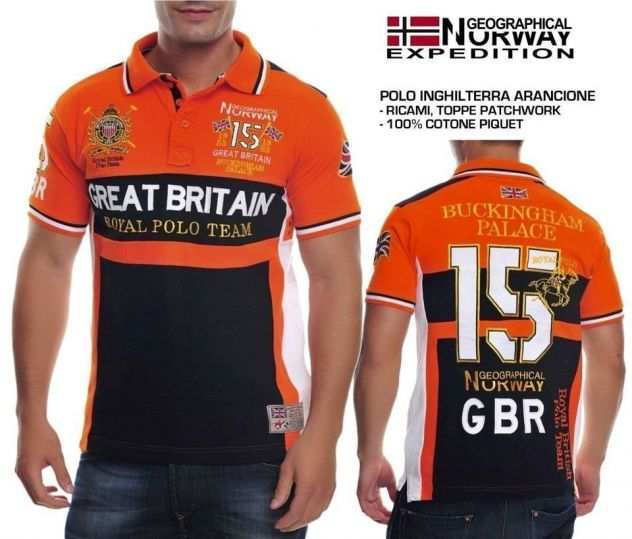 Polo Piquet Nuova Originale Norway Bicolore Arancione amp Nero taglia S