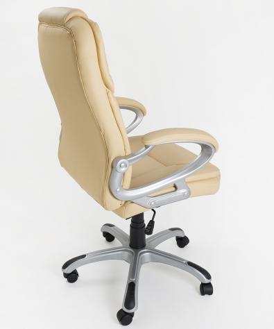 POLTRONA UFFICIO ERGONOMICA GIREVOLE IN ECOPELLE BEIGE - DIREZIONALE MODELLO SILKY - NUOVA