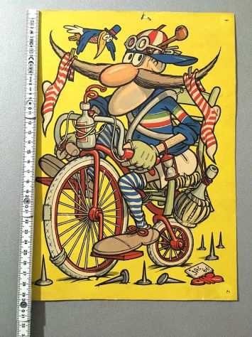 Poster Jacovitti Serie Umoristica Sport Ciclismo del 1966