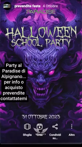 Prevendite biglietti per il 31 ottobre Halloween Paradise di Alpignano