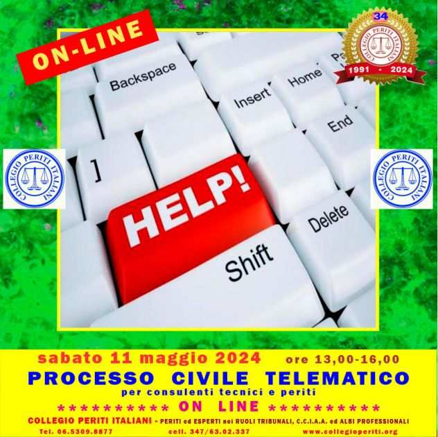 PROCESSO CIVILE TELEMATICO -ON LINE- sabato 11 maggio