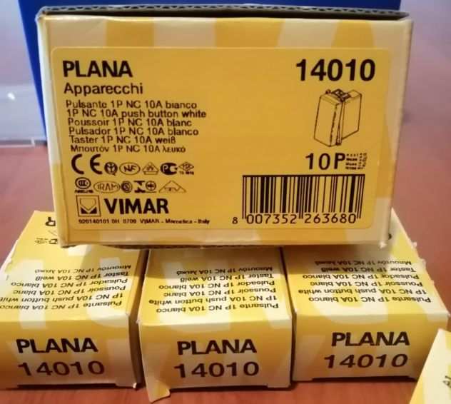 Pulsante 1P NC 10A bianco della VIMAR serie PLANA cod. 14010
