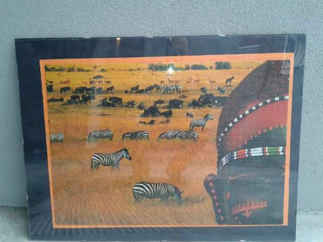 Puzzle 1000 pz raffigurante savana, zebre e masai