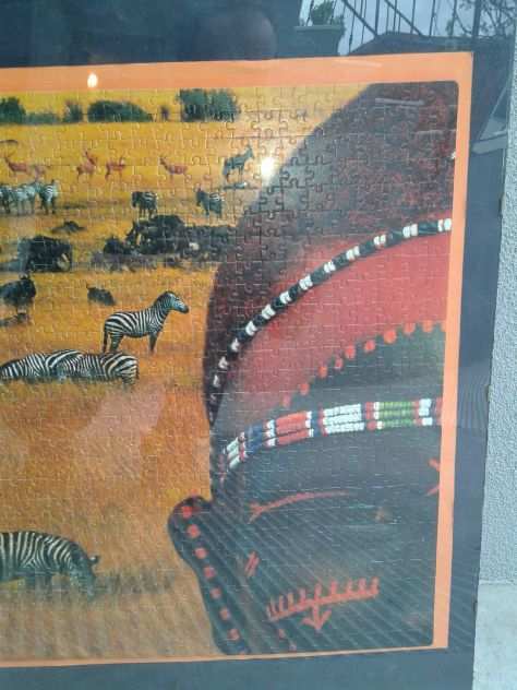 Puzzle 1000 pz raffigurante savana, zebre e masai