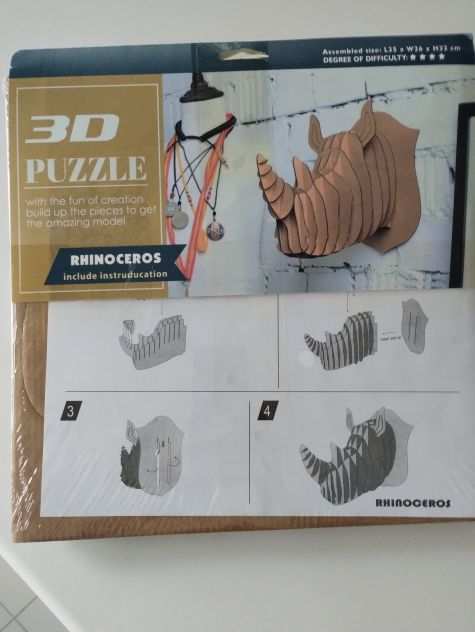 Puzzle 3D Soggetti Rinoceronte e Cactus