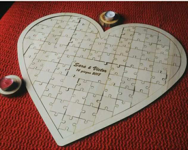 puzzle cuore legno matrimonio wedding heart