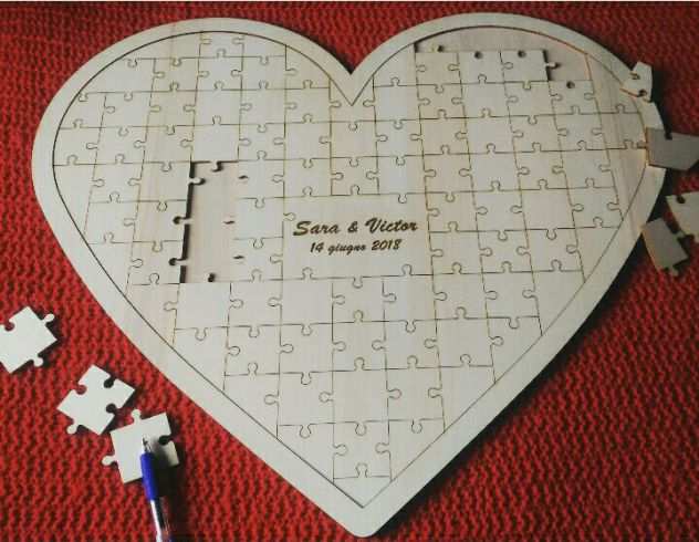 puzzle cuore legno matrimonio wedding heart