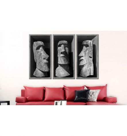 Quadro Con Tre Statue Grigie Cn.90x60 E 120x80 ARREDALACASA