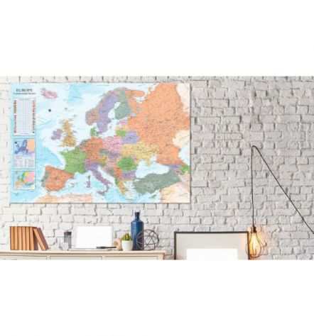 Quadro Di Sughero Con Mappa Europea Cm. 120x80 Arredalacasa