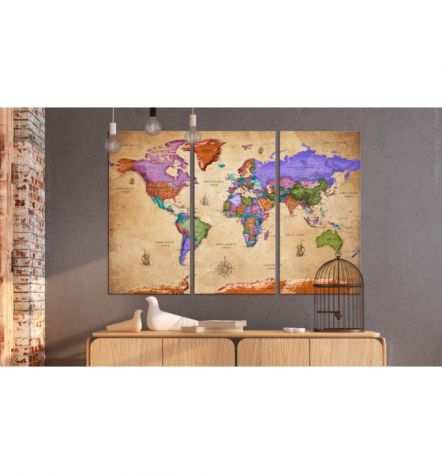 Quadro Di Sughero Globo Cm.90x60 O 120x80 In 3 Parti Arredalacasa