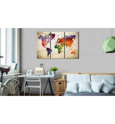 Quadro Di Sughero Mondo Cm.60x40 O 120x80 In 3 Parti Arredalacasa