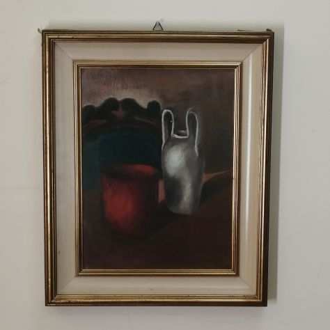 quadro dipinto olio su tela, natura morta, con cornice e vetro