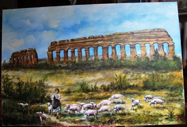 quadro olio su tela 60x90 mura romane