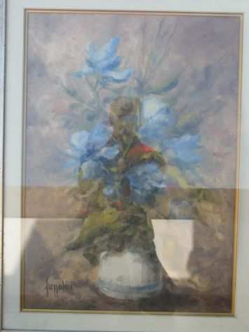 Quadro olio su tela GIANFRANCO FREZZOLINI quotFiori azzurriquot