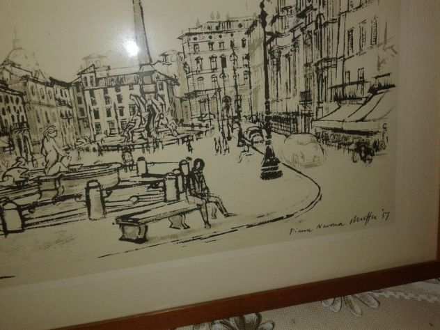 Quadro piazza navona maffri 51 disegnato a mano