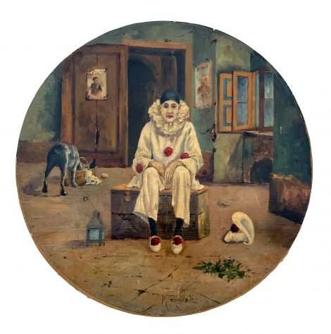 Quadro Pierrot, olio su tela, pittore