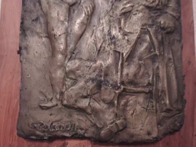 Quattro bassorilievi in bronzo su legno dello scultore Pulcinelli Silvano