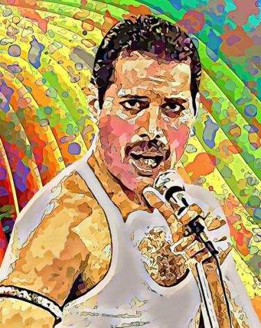 Queen - Freddie Mercury - Gicleacutee - Original by artist Raffaele De Leo - Limited edition 1115 - - Artwork, Litografia - 2021 - Con firma autografa del