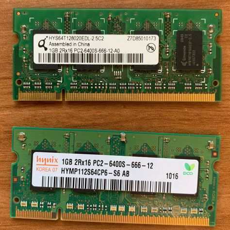 RAM ddr2 2gb sodimm PC2-6400S (2x1Gb) Notebook Portatile