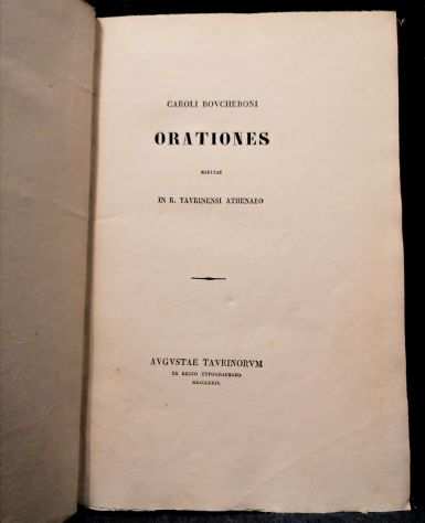 (RARA EDIZIONE TORINO 1829) BOUCHERON, Carlo. Orationes. Torino, 1829