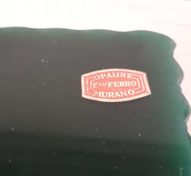 Raro Cofanetto Portagioie Opalino Diamantato Verde Malachite. F.lli Ferro