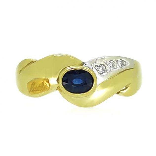 ReCarlo - 18 carati Oro bianco, Oro giallo - Anello - 0.20 ct Zaffiro - Ct 0.03 Diamanti