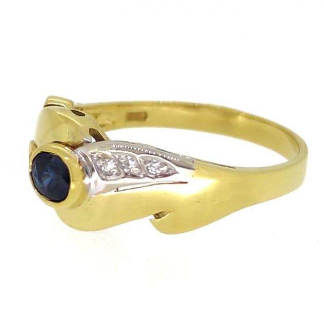 ReCarlo - 18 carati Oro bianco, Oro giallo - Anello - 0.20 ct Zaffiro - Ct 0.03 Diamanti