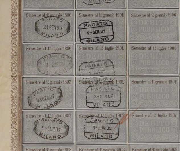 Regno dItalia 1895 Certificato debito pubblico