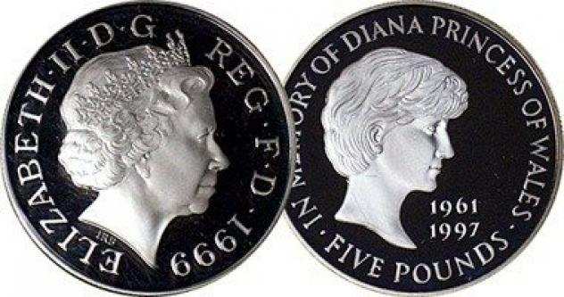 Regno Unito. 5 Pounds 1998 quotPrincess Dianaquot Proof