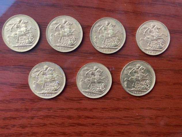 Regno Unito. Sovereign 18981910 Victoria (7 coins)