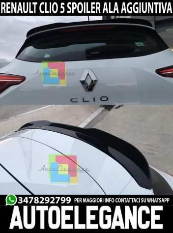 RENAULT CLIO 5 V 2019 ALA AGGIUNTIVA SPOILER TETTO SPORTIVO ABS NERO LUCIDO