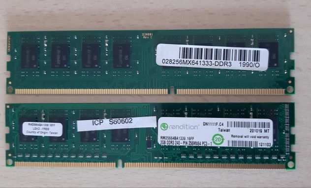 Rendition 2x2GB DDR3 240 PIN 256MX64 PC3-1 PC