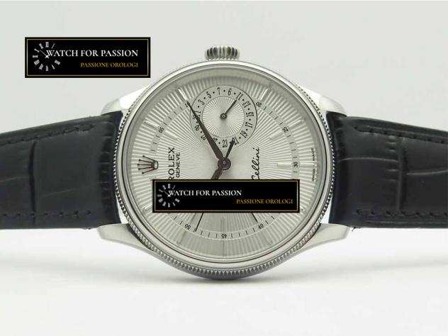 REPLICA ROLEX CELLINI REAL DATE SS MK BEST EDITION QUADRANTE ARGENTO, SU CINTURINO NERO IN PELLE