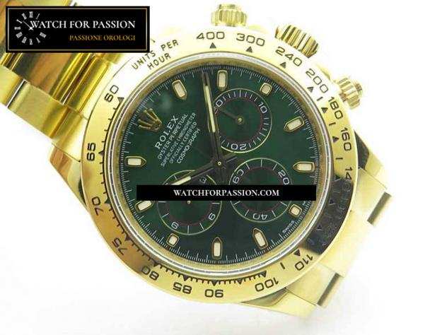 REPLICA ROLEX DAYTONA 116508 YG BEST EDITION 904L SS CASSA E BRACCIALE QUADRANTE VERDE