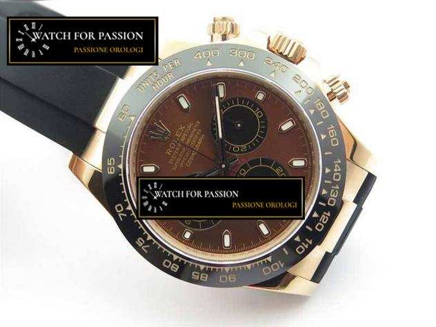 REPLICA ROLEX DAYTONA 116515 BEST EDITION QUADRANTE COLOR CIOCCOLATO SU CINTURA IN GOMMA NERA