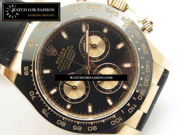 REPLICA ROLEX DAYTONA 116515 RG BEST EDITION QUADRANTE NERO SU CINTURINO IN PELLE