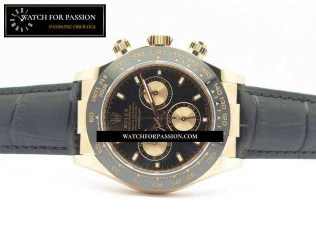 REPLICA ROLEX DAYTONA 116515 RG BEST EDITION QUADRANTE NERO SU CINTURINO IN PELLE